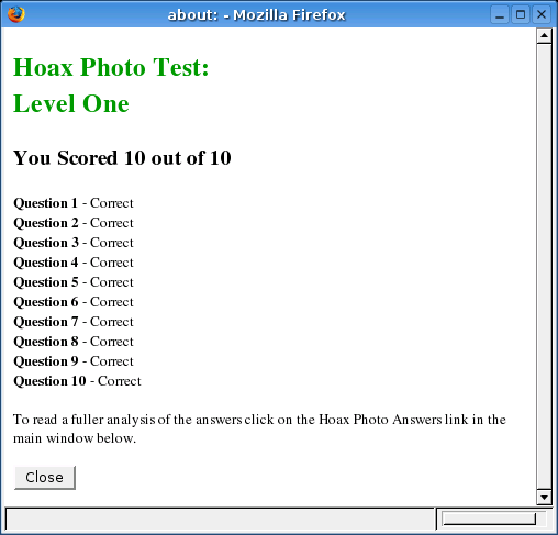 Hoax Photo Test: Level One